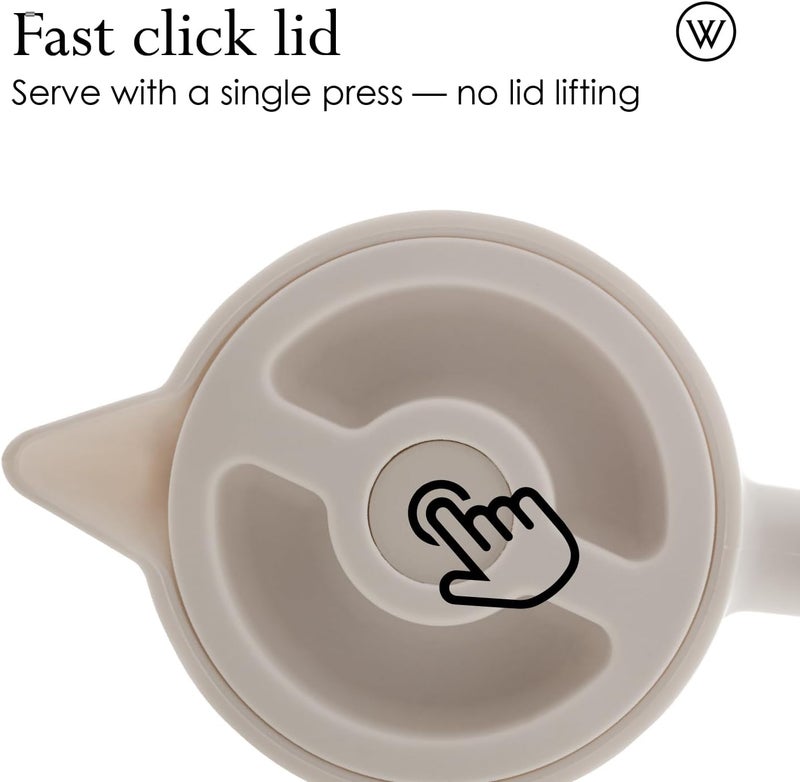 WLFF - White Thermal Coffee Carafe – 34oz / 1L Insulated Carafe - Food-Safe Plastic Exterior and Glass Liner, Wood-Style Handle – Keeps Drinks Hot or Cold, Leakproof Coffee and Tea Dispenser - Image 2